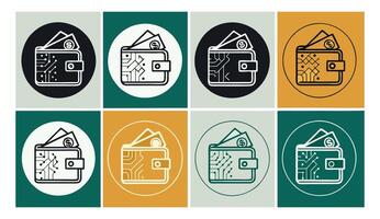 Digital wallet revealing dollar bills, integrated electronic circuit representing fintech innovation vector