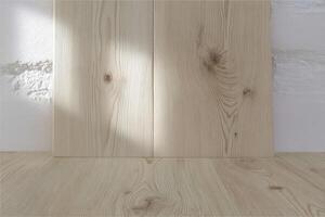 Light shadows cast on smooth wood planks creating a serene natural ambiance in a bright interior space photo
