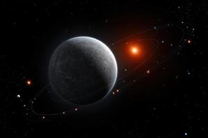 Exploration of a distant planet and its luminous star in a dark cosmos photo