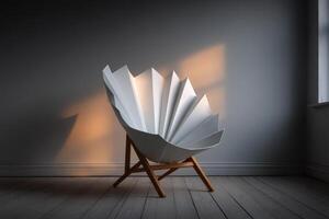 Unique chair design folds through itself resembling paper, enhancing modern interior decor photo