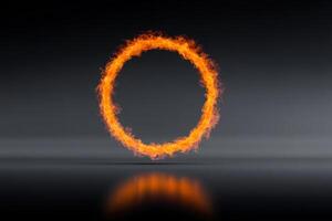 Ring of fire glowing vividly against a solid black background creating a dramatic visual impact photo