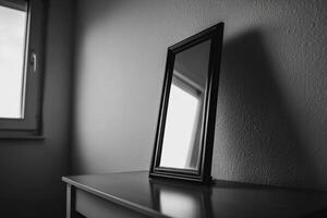 Frameless reflection creates a minimalist atmosphere in a serene indoor space photo