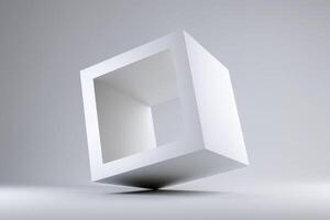 Cube with inverted corners appears broken in a minimalist setting photo