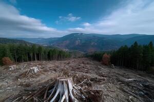 Deforestation impact on a mountainous landscape in an eco-sensitive region photo