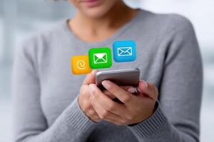 New concept of email integration with mobile device for seamless communication photo