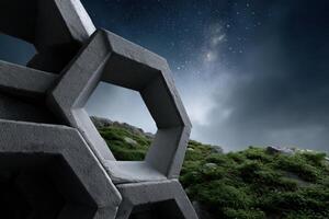 Beehive garden highlights starry sky and refracted light at night photo