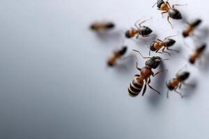 Colony of ants organized in a structured pattern resembling an urban layout photo