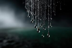 Baptism in digital rain showcases a unique blend of water and binary code elements photo