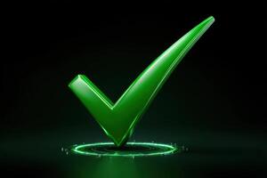 Glowing digital checkmark symbolizing approval and success in a dynamic environment photo