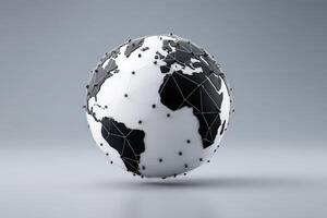 Globe surrounded by network connection lines symbolizing global communication and data exchange photo