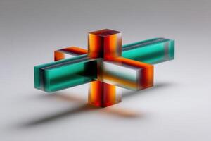 Cross-connect system showcasing vibrant fiber optics design in abstract geometric form photo