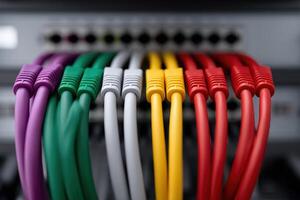 Organized patch cables in a data center setup during a networking installation photo