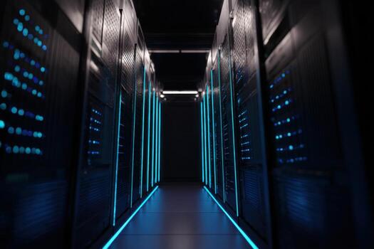 Redundant UPS systems ensure uninterrupted power supply in a secure data center environment photo