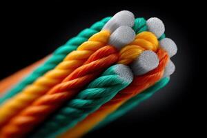 Cross-connect system featuring fiber strands in vibrant colors for enhanced connectivity photo