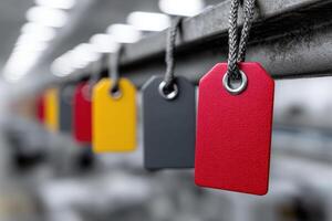 ID tags displayed on a cross-connect panel in a telecommunications facility setting photo