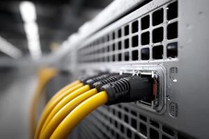 Electric connections with power cables and grilles in technology setup photo