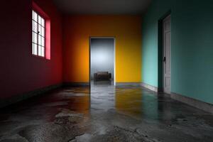 Interior space evoking nostalgia through past scents and vibrant colors photo