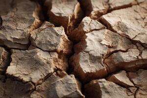 Cracked dry clay texture showcases intricate crevices under natural light photo