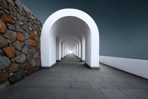 Mysterious corridors of a mental labyrinth unfold into the horizon photo