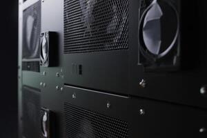 UPS unit with multiple fans installed for efficient cooling in a data center environment photo