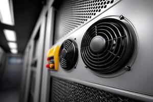 Server cabinet displaying dual power systems and ventilation setup for optimal performance photo