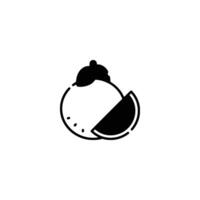 A black and white icon of a slice of fruit vector