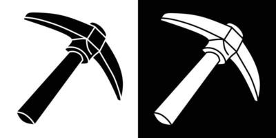 Pickaxe icon set on black and white backgrounds. Mining tool. vector