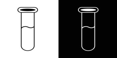 art of a test tube outline featuring metric markings, shown against contrasting black and white split background. vector