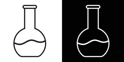 Minimalistic Line Art of Flask Over Contrasting Black and White Background. vector