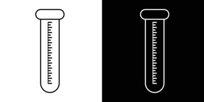 Outline Illustration of Test Tube with Measurement Markings on Black and White Background vector