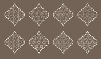 Intricate Islamic window designs showcasing geometric patterns with delicate details vector