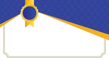 Blue and gold certificate background with ribbon badge and ornate border. This clean, professional design is perfect for achievement, appreciation, or completion certificates. vector