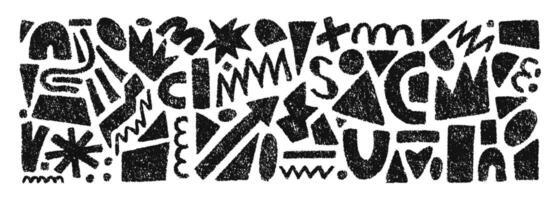Hand drawn set of crayon abstract shapes. collection of contemporary texture figure in doodle style. Design elements perfect for banner, print, stickers, decor vector