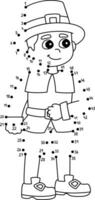 Dot to Dot Thanksgiving Pilgrim Boy Isolated vector