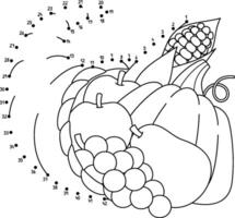 Dot to Dot Cornucopia Isolated Coloring Page vector