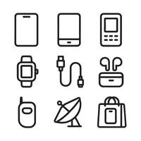 Essential Mobile Phone and Technology Device Outlines Illustration vector