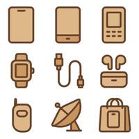 Trendy Mobile Phone and Digital Gadget Outline Design Element vector