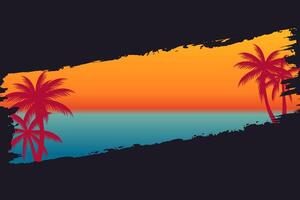Summer background with typography. Palm tree inside grunge brush background. vector