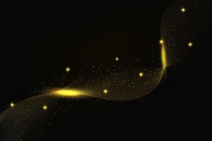 Abstract gold luxury wave design element with glitter effect on dark background. vector