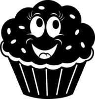 Cute smiling cupcake character with big eyes and cheerful expression vector