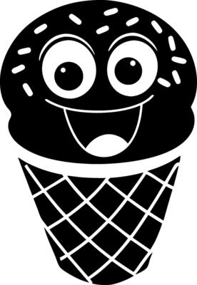 Cute ice cream character with joyful expression, perfect for children themes
