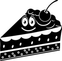 Delightful dessert slice with cheerful face and cherry on top, perfect for celebrations vector