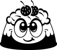 Cute dessert character with big eyes and playful expression, topped with cherries vector