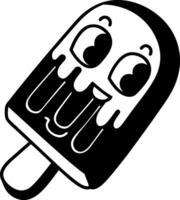 Cute ice cream popsicle character with smiling face and dripping chocolate vector