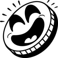 Happy coin illustration with joyful expression and radiating lines vector