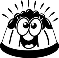 Cute animated dessert character with big eyes and joyful expression, resembling jelly treat vector