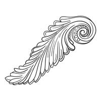 Decorative hand drawing scroll acanthus leaf design element vector
