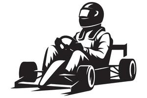 Go Kart Racer Silhouette Illustration for High Speed Fun vector
