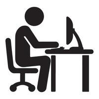 Office Worker at Computer Silhouette for Business and Productivity vector