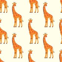 Giraffe in flat style on light background seamless pattern vector